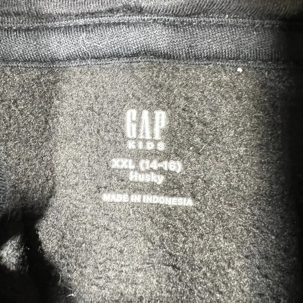 Gap Kids Black Full Zip Hoodie Youth 2XL 14-16 Fleece Sweatshirt